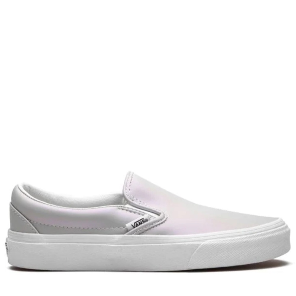WORN ONCE GREY/VIOLET METALLIC SLIP ON VANS